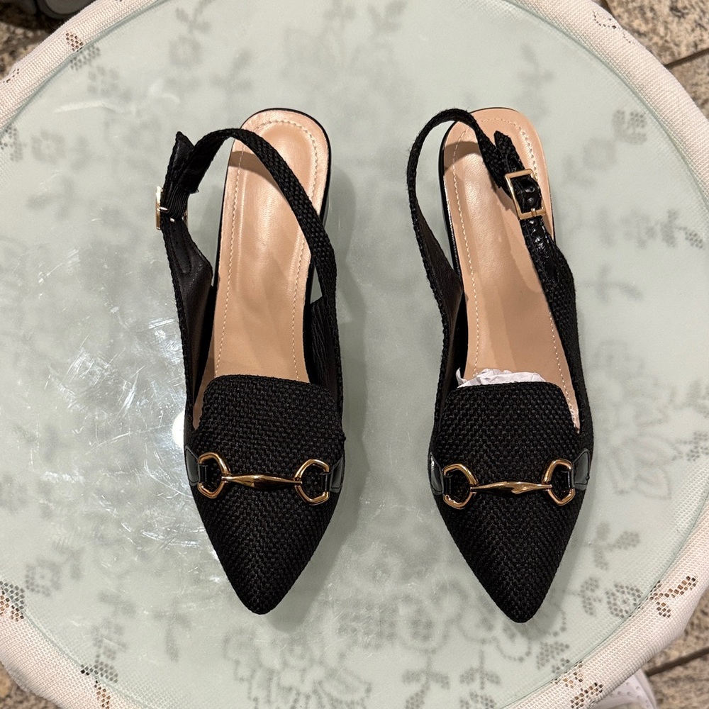 Chic Black Slingback Loafers
